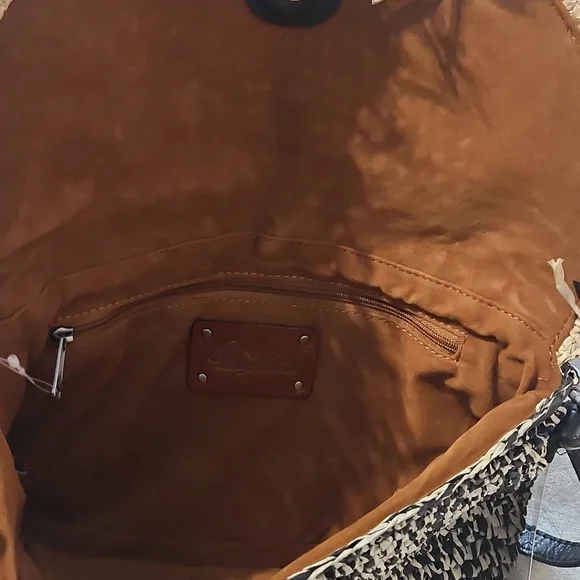 Patricia Nash Loulia Clutch/Crossbody Bag: Woven Straw Natural & Black - Picture 7 of 10